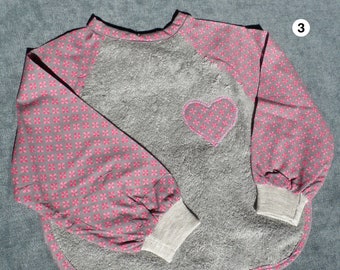 Bavoir à manches fait main gris/rose 6 mois- handmade bib with sleeves grey/pink 6 months