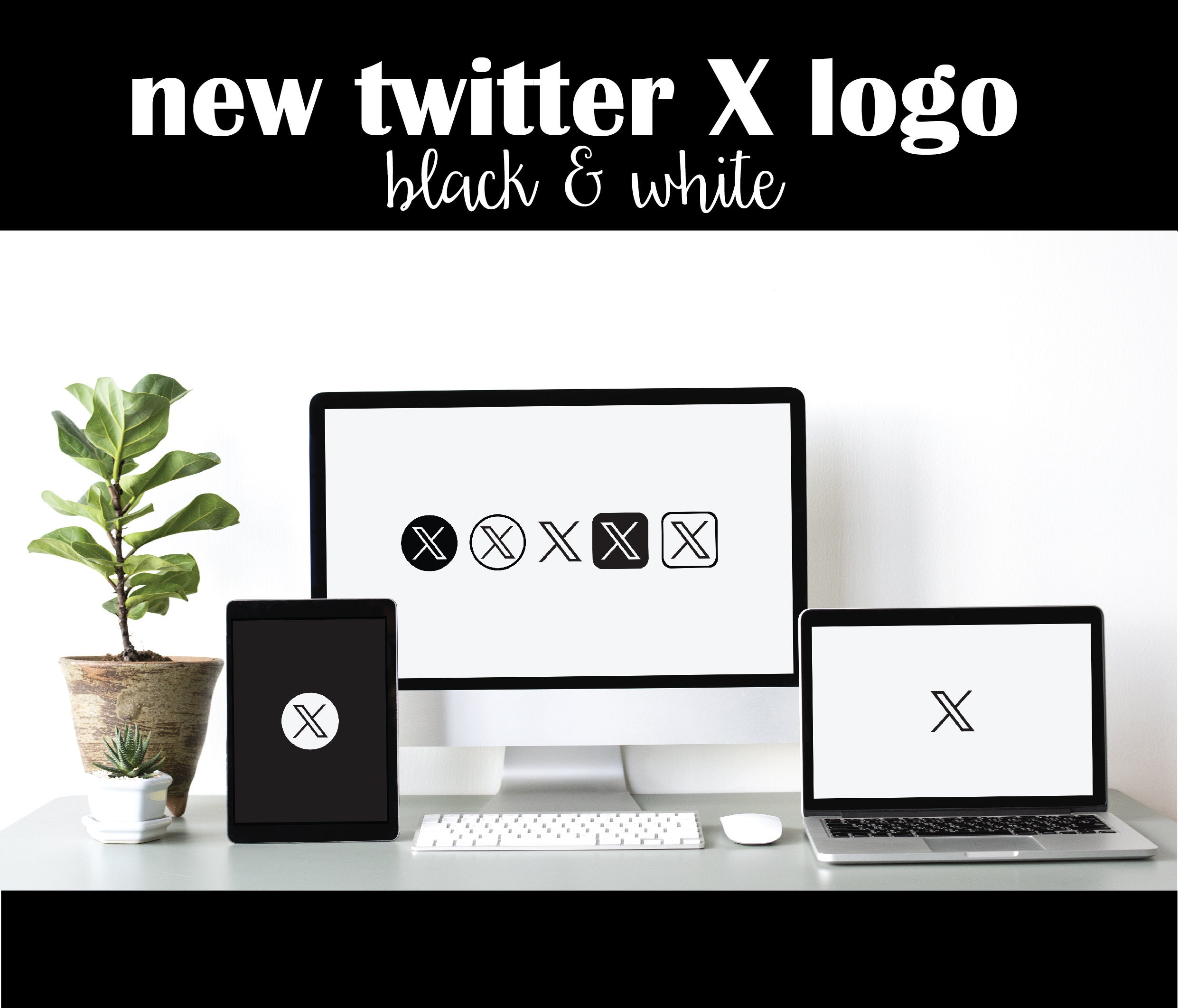New Twitter X Logo Digital Download Round Icons in Black and White Color Twitter  X Logo for Web and Print 