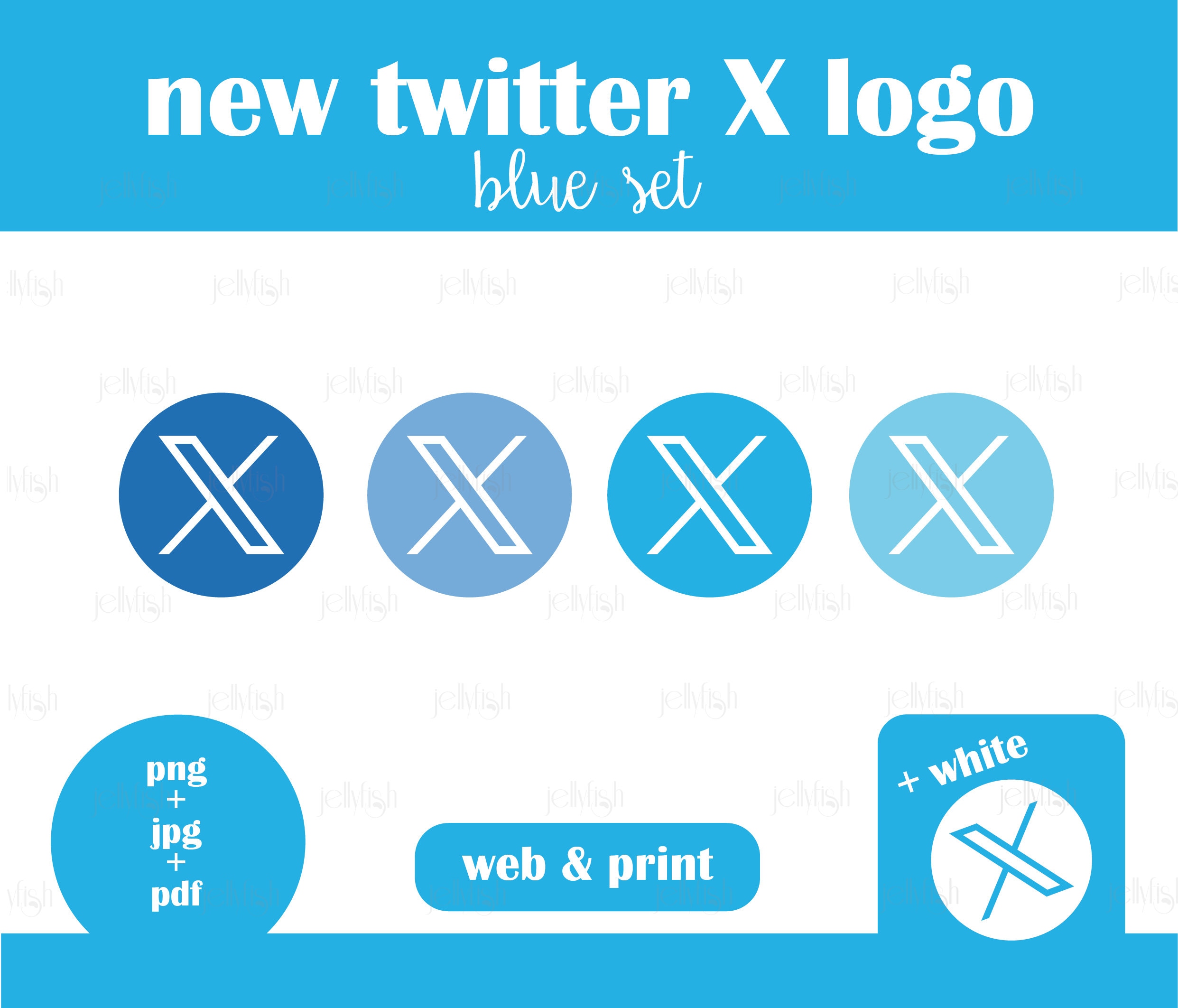New Twitter X Logo - Digital Download - Round Icons in Blue and