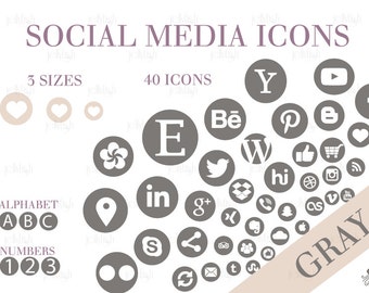 Social Media Icons Set Gray Download