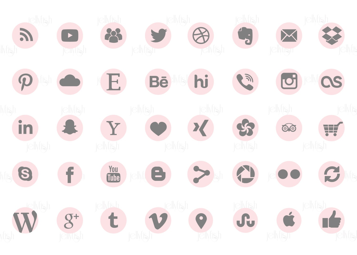 Social Media Icons Set Pink Gray Dots Collection Download - Etsy