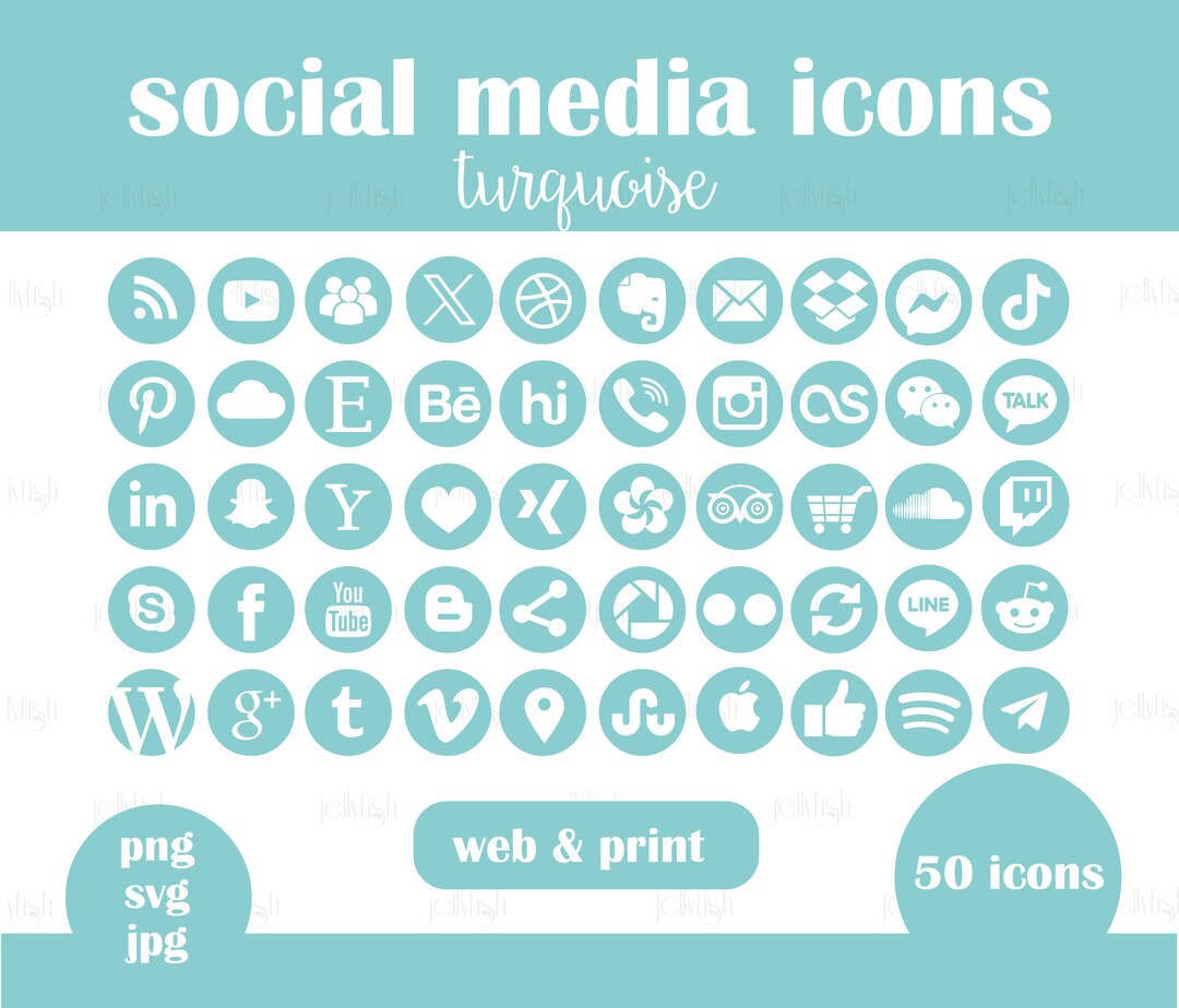 Newsletter Icon Turquoise Color Turquoise/blue Social Media Icons - Web and Print Ready - JPG, PNG, SVG ...