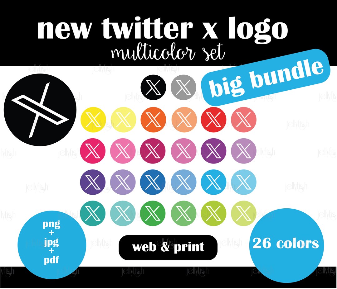 New Twitter X Logo - Digital Download - Round Icons in 26 Vibrant ...