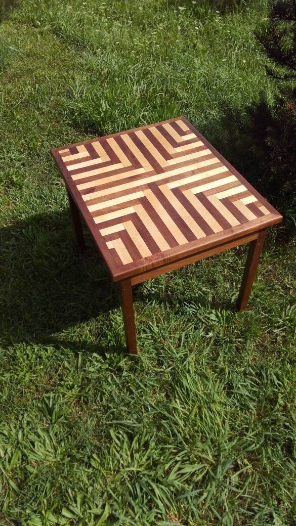 Geometric End Table Complementary Entryway Table Custom Wood Etsy