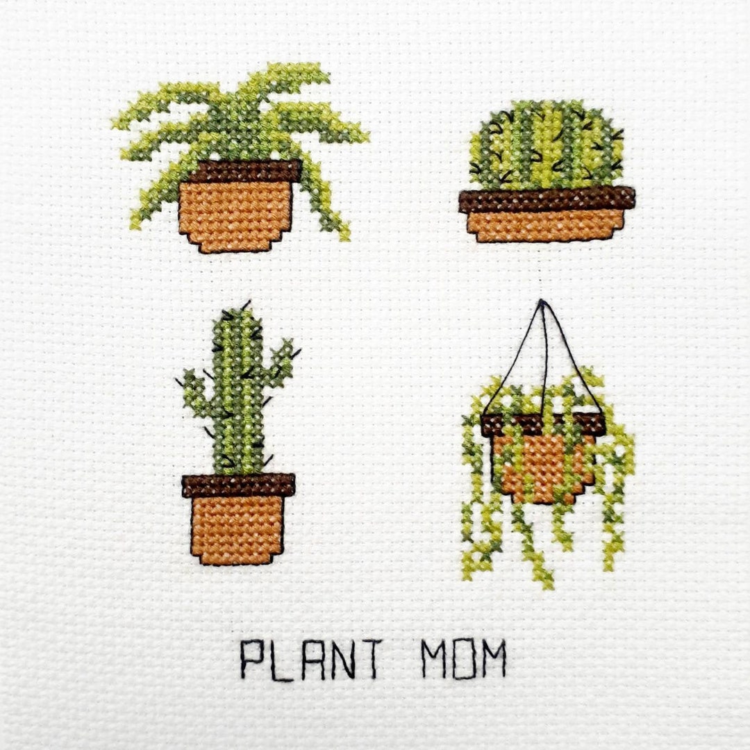 Plant Mom Succulent Cross Stitch Pattern for Beginners Etsy