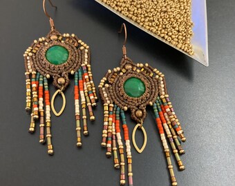 Autumn Lake Bronze Fringe Earrings