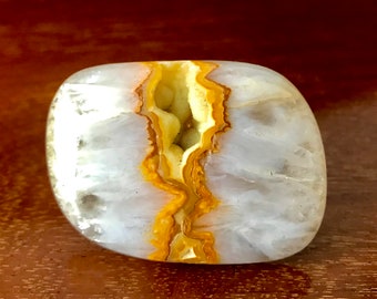 Yellow White Onyx Crystal Druzy Agate Statement Ring