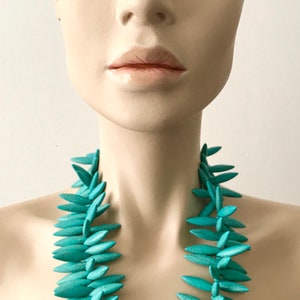 Huge Aqua Blue Teardrop Magnesite Turquoise Red Coral Focal Bead Necklace German Silver Jewellery