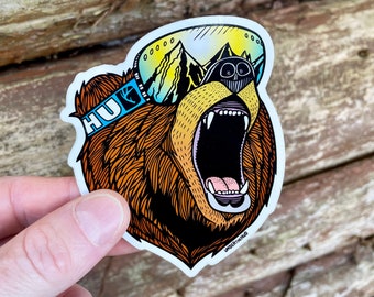 Bear Stickers, Snowboard Stickers, Outdoorsy Adventure Stickers, Mountain Stickers, Helmet Stickers, Laptop Stickers, Cool Travel Stickers