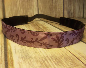 Non Slip Headband, Purple Vine pattern Non Slip Headband, Athletic Headband, Sport Headband, Workout Headband