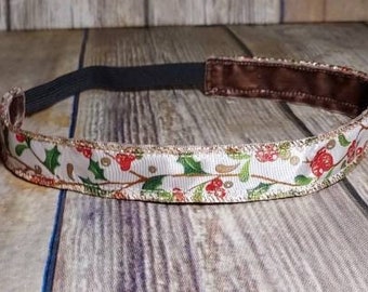 Non Slip Headband, Holly Non Slip Headband, Athletic Headband, Sports Headband, Workout Headband, Christmas/ Winter Headband