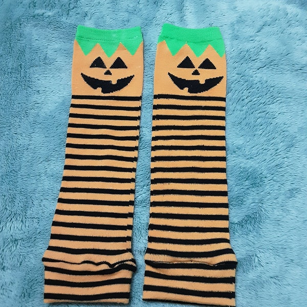 Pumpkin, jack-o-lantern Leg Warmers. Halloween Leg Warmers. 11 inches. Ready to ship.