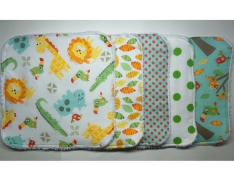 Jungle Animals Baby Washcloths Set: Gender Neutral Terry Cloth Wipes