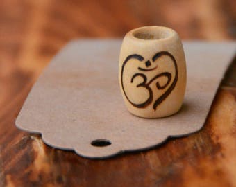 Love of Ohm - ohm heart dread bead - wooden dreadlock bead - dreadlock decoration - dread jewelry