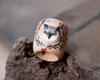 READY TO SHIP- Peakin’ owl - Big mama - 1 super large bead for dreadlocks, approx 2.6/2.8 cm diameter -  with owl