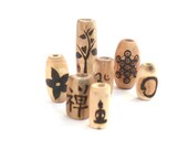 Wooden dread bead set: dread beads, dreadlock jewelry // yoga zen meditation spiritual buddha // wood bead set with symbol // personalized