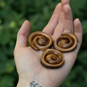 MADE TO ORDER one 1 small approx 4cm diameter Rowan Spiral Sister spiral made from Rowan tree / mountain ash wood image 2