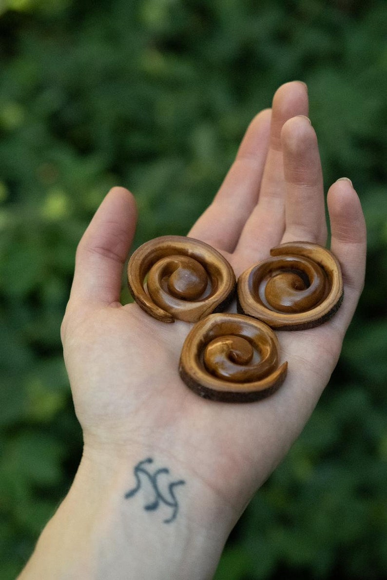 MADE TO ORDER one 1 small approx 4cm diameter Rowan Spiral Sister spiral made from Rowan tree / mountain ash wood image 2