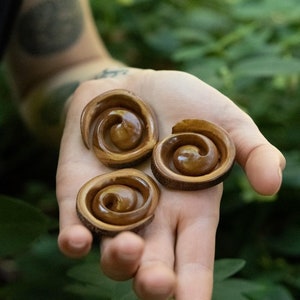 MADE TO ORDER one 1 small approx 4cm diameter Rowan Spiral Sister spiral made from Rowan tree / mountain ash wood image 1