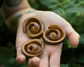 MADE TO ORDER • one (1) small (approx 4cm diameter) Rowan Spiral Sister - spiral made from Rowan tree / mountain ash wood