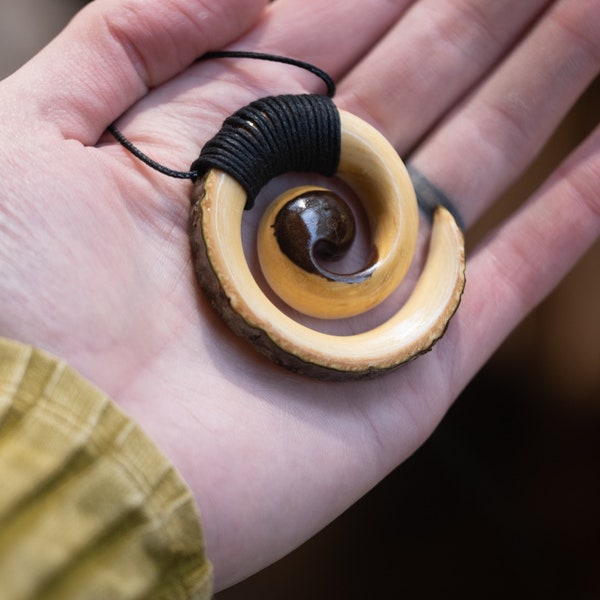 MADE TO ORDER • (approx 4/5cm diameter) Rowan Spiral Sister - spiral made from Rowan tree / mountain ash wood