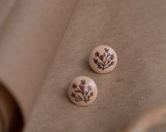 Madrone wooden floral  earrings - handmade with love - finished with organic lacquer