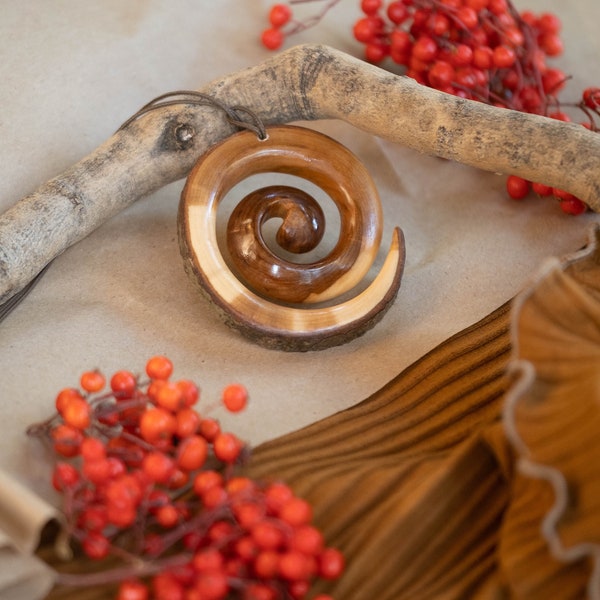 MADE TO ORDER • large (approx 6cm diameter) Rowan Spiral Sister - spiral made from Rowan tree / mountain ash wood