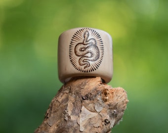 Made to order - ONE serpent Big mama bead - 1 super large bead for dreadlocks, approx 3cm diameter - engraved with symbol of choice