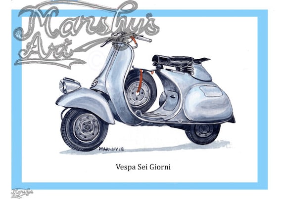 Vespa 1955 Classic Italian Motor Scooter Vintage Poster Art Print Retro Art