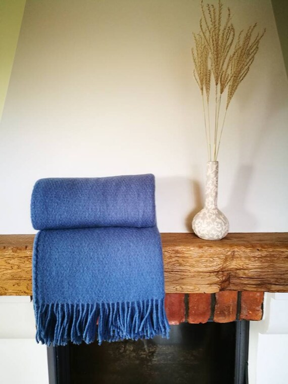 NAVY blue WOOL blanket Scandinavian wool throw blanket Etsy