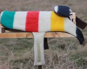 Large Vintage Hudson Bay Blanket Dog Coat High Quality Wool Fleece Lined Jacket Stripe