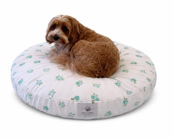 Macey Round Pet Bed: Performance Velvet, Stain-Resistant, Machine Washable Cover