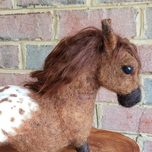 Custom Order for YOU Appaloosa Pony Sculpture, Whimsical, Semi Pose-able Handmade, Felted Animal, Needle Felted Pony, Horse image 1