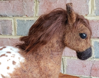 Custom Order for YOU! Appaloosa Pony Sculpture, Whimsical, Semi Pose-able Handmade, Felted Animal, Needle Felted Pony, Horse