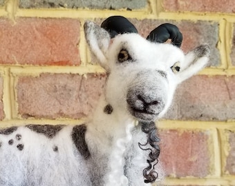 Custom order for YOU! Needle Felted Mischievous Goat, Needle Felted Animal, Billy Goat, Semi-posable, Soft Sulpture