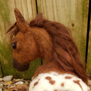 Custom Order for YOU Appaloosa Pony Sculpture, Whimsical, Semi Pose-able Handmade, Felted Animal, Needle Felted Pony, Horse image 2