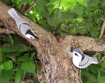 Custom order for YOU! Needle Felted Nuthatches, Male and female Pair, Needle Felted Birds (wood for display purposes only)