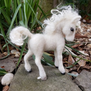Custom order for YOU! Pony Sculpture, White Pony sculpture, Felted Animals, Needle Felted Pony, Handmade, Semi-posable, Horse Sculpture