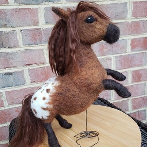 Custom Order for YOU Appaloosa Pony Sculpture, Whimsical, Semi Pose-able Handmade, Felted Animal, Needle Felted Pony, Horse image 3