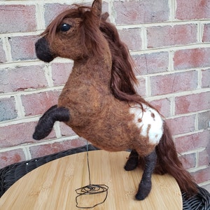 Custom Order for YOU Appaloosa Pony Sculpture, Whimsical, Semi Pose-able Handmade, Felted Animal, Needle Felted Pony, Horse image 5