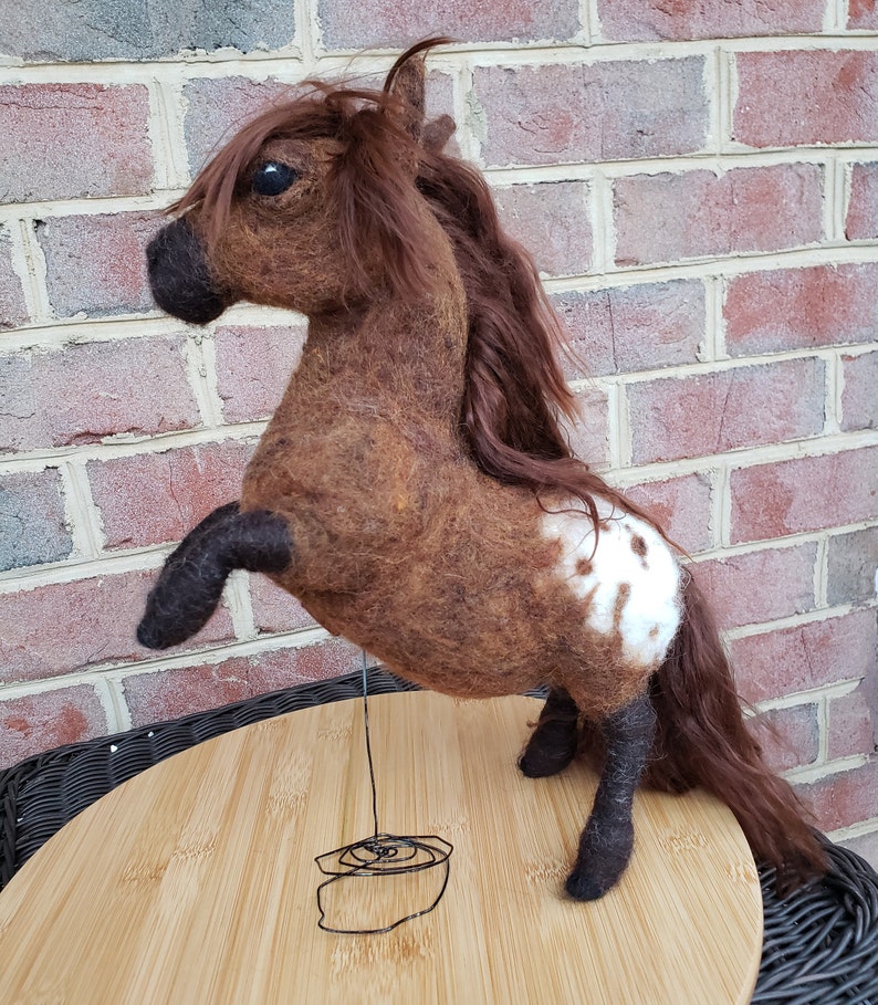 Custom Order for YOU Appaloosa Pony Sculpture, Whimsical, Semi Pose-able Handmade, Felted Animal, Needle Felted Pony, Horse image 5