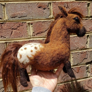Custom Order for YOU Appaloosa Pony Sculpture, Whimsical, Semi Pose-able Handmade, Felted Animal, Needle Felted Pony, Horse image 9