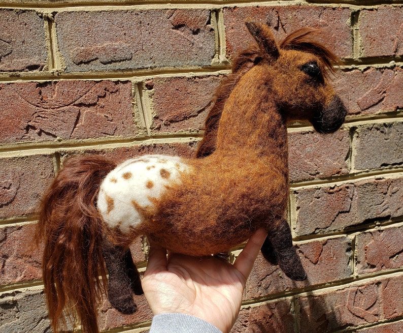 Custom Order for YOU Appaloosa Pony Sculpture, Whimsical, Semi Pose-able Handmade, Felted Animal, Needle Felted Pony, Horse image 9