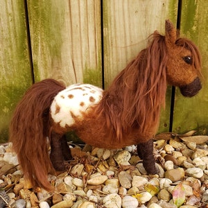 Custom Order for YOU Appaloosa Pony Sculpture, Whimsical, Semi Pose-able Handmade, Felted Animal, Needle Felted Pony, Horse image 4