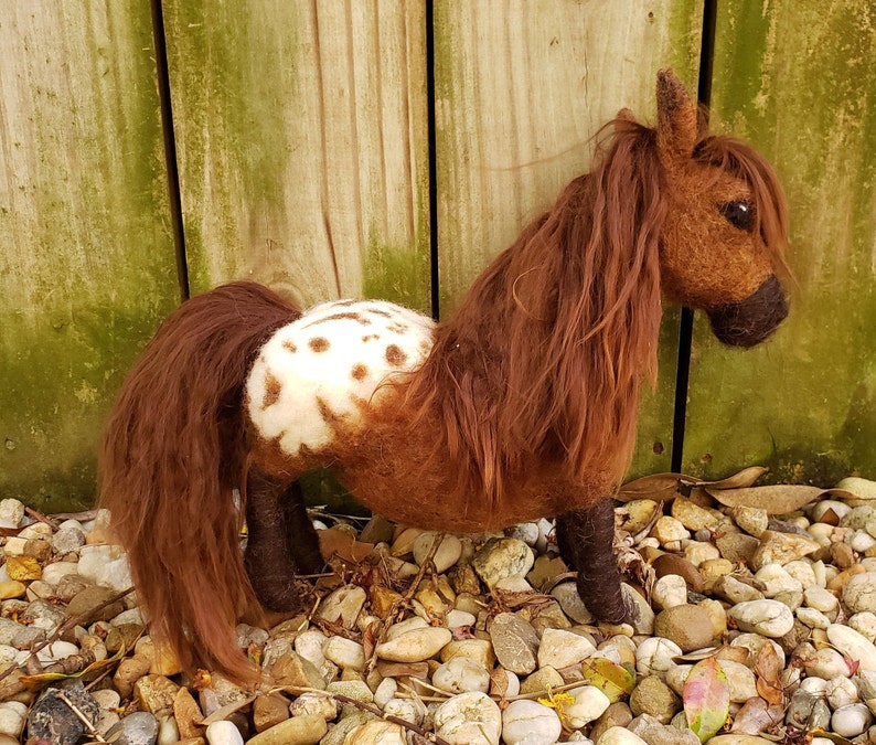 Custom Order for YOU Appaloosa Pony Sculpture, Whimsical, Semi Pose-able Handmade, Felted Animal, Needle Felted Pony, Horse image 4