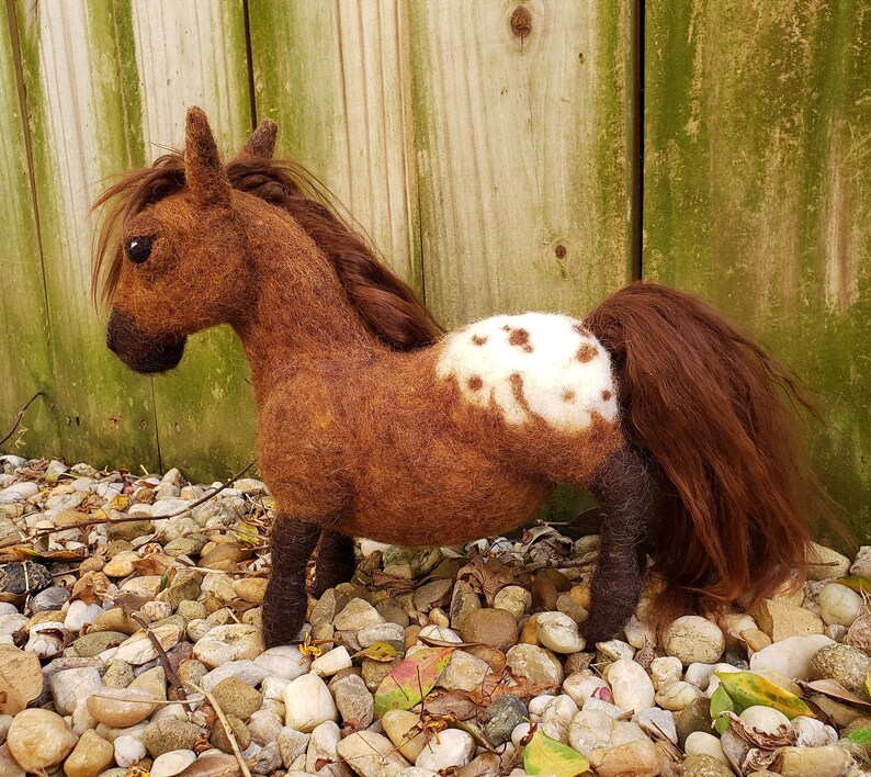 Custom Order for YOU Appaloosa Pony Sculpture, Whimsical, Semi Pose-able Handmade, Felted Animal, Needle Felted Pony, Horse image 8