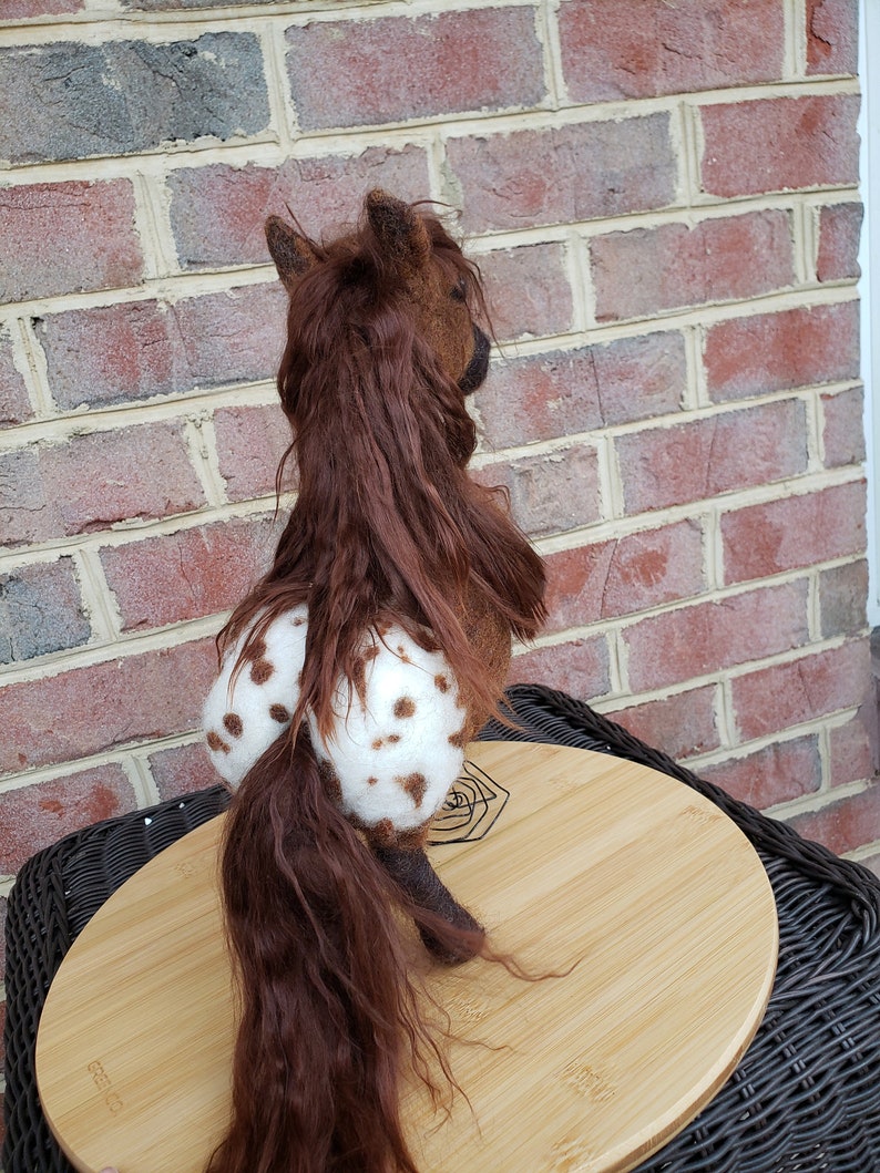 Custom Order for YOU Appaloosa Pony Sculpture, Whimsical, Semi Pose-able Handmade, Felted Animal, Needle Felted Pony, Horse image 6