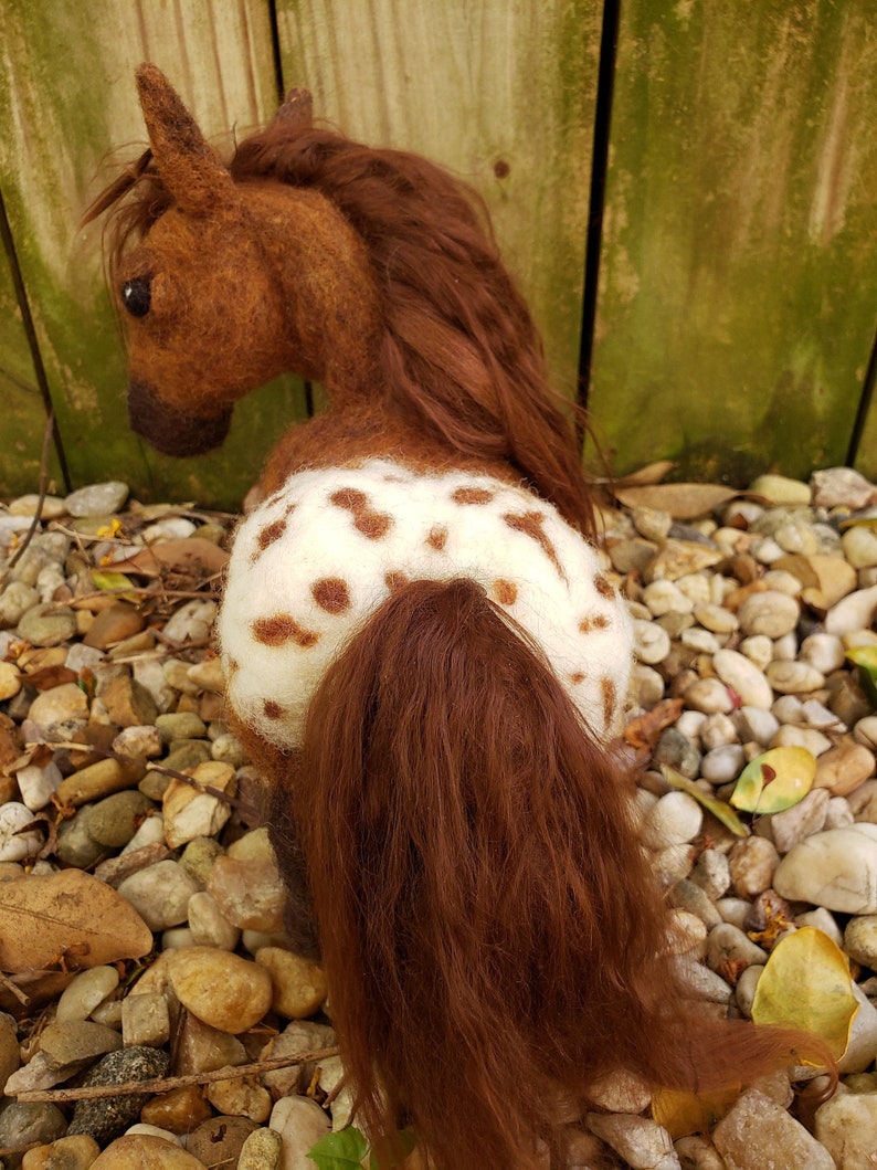 Custom Order for YOU Appaloosa Pony Sculpture, Whimsical, Semi Pose-able Handmade, Felted Animal, Needle Felted Pony, Horse image 2