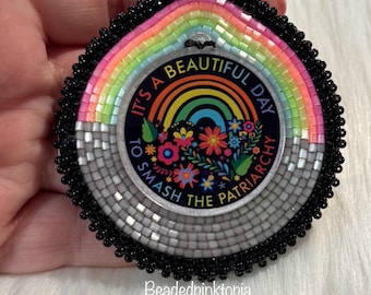 Smash the Patriarchy beaded keychain