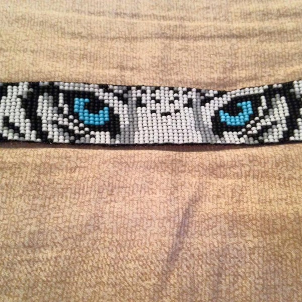 White Tiger Eyes Seed Bead Bracelet beaded jewelry Beaded Cuff Bracelet Beaded Loom Jewelry  beaded jewelry